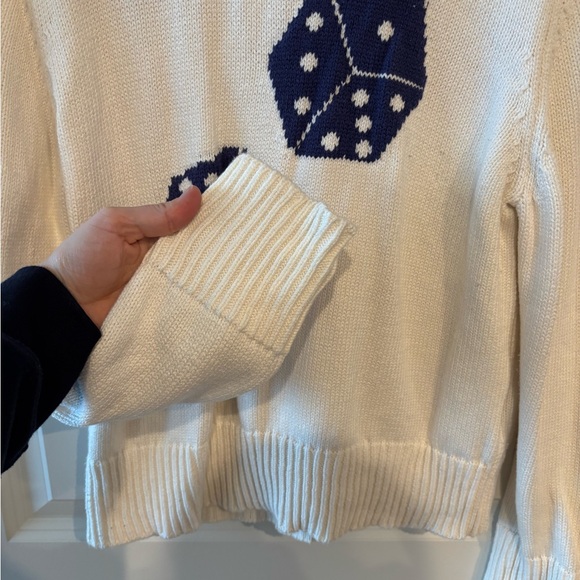 Abercrombie & Fitch Cream Sweater with Navy Dice Design - Picture 4 of 5